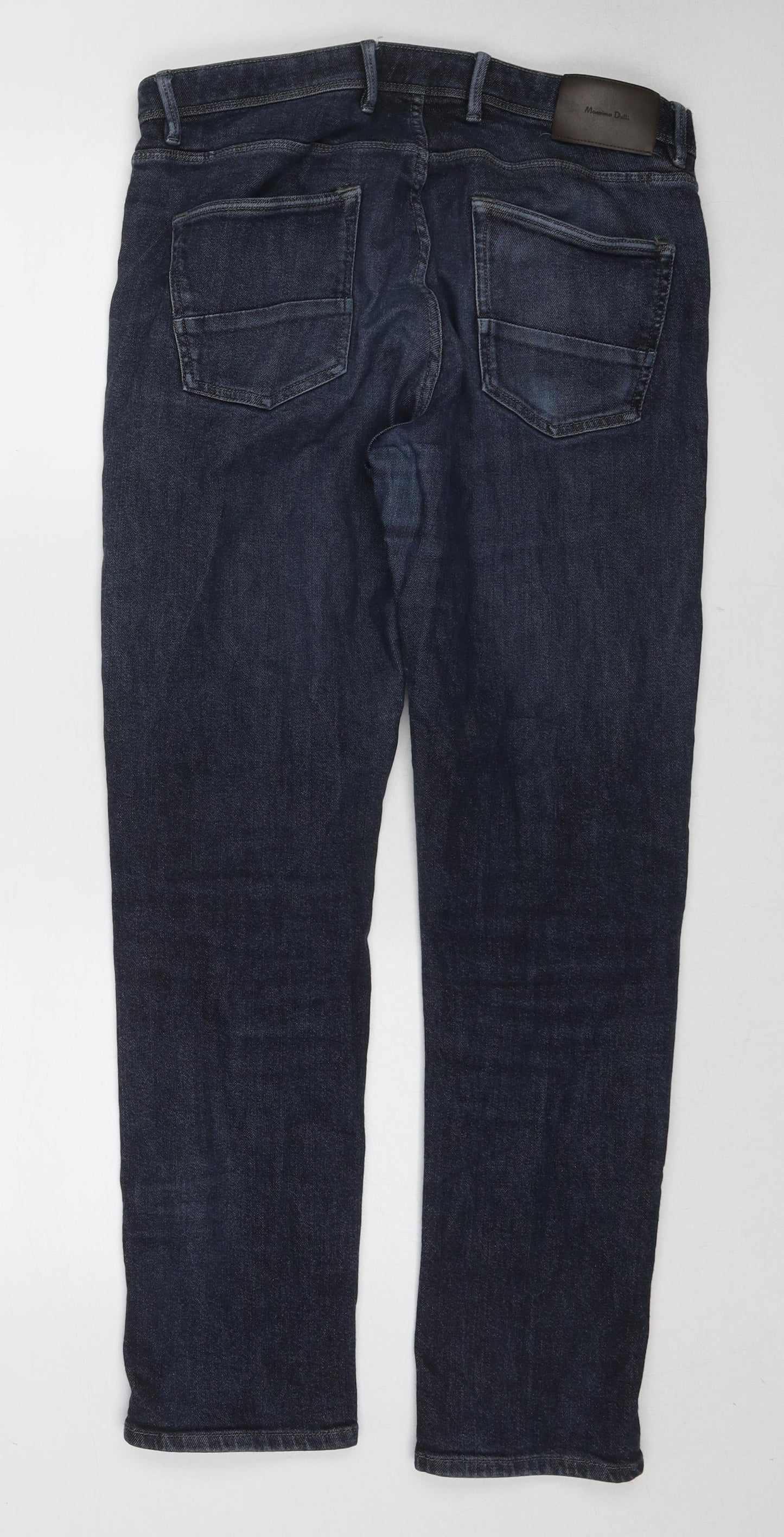 Massimo Dutti Womens Blue Cotton Straight Jeans Size 14 L29 in Regular Zip