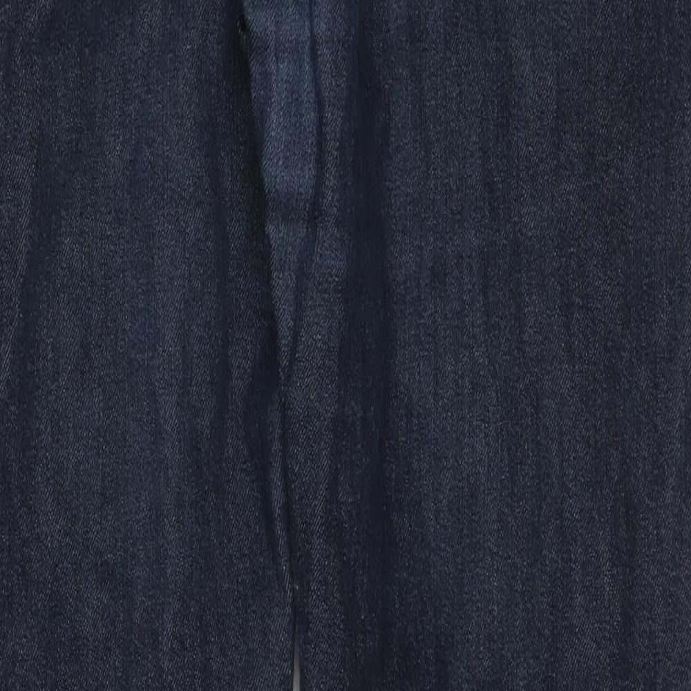 Massimo Dutti Womens Blue Cotton Straight Jeans Size 14 L29 in Regular Zip