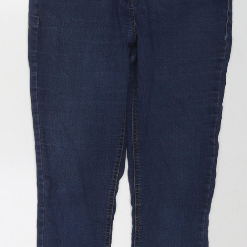 George Womens Blue Cotton Straight Jeans Size 14 Regular Zip