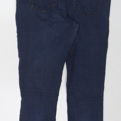 George Womens Blue Cotton Straight Jeans Size 14 Regular Zip