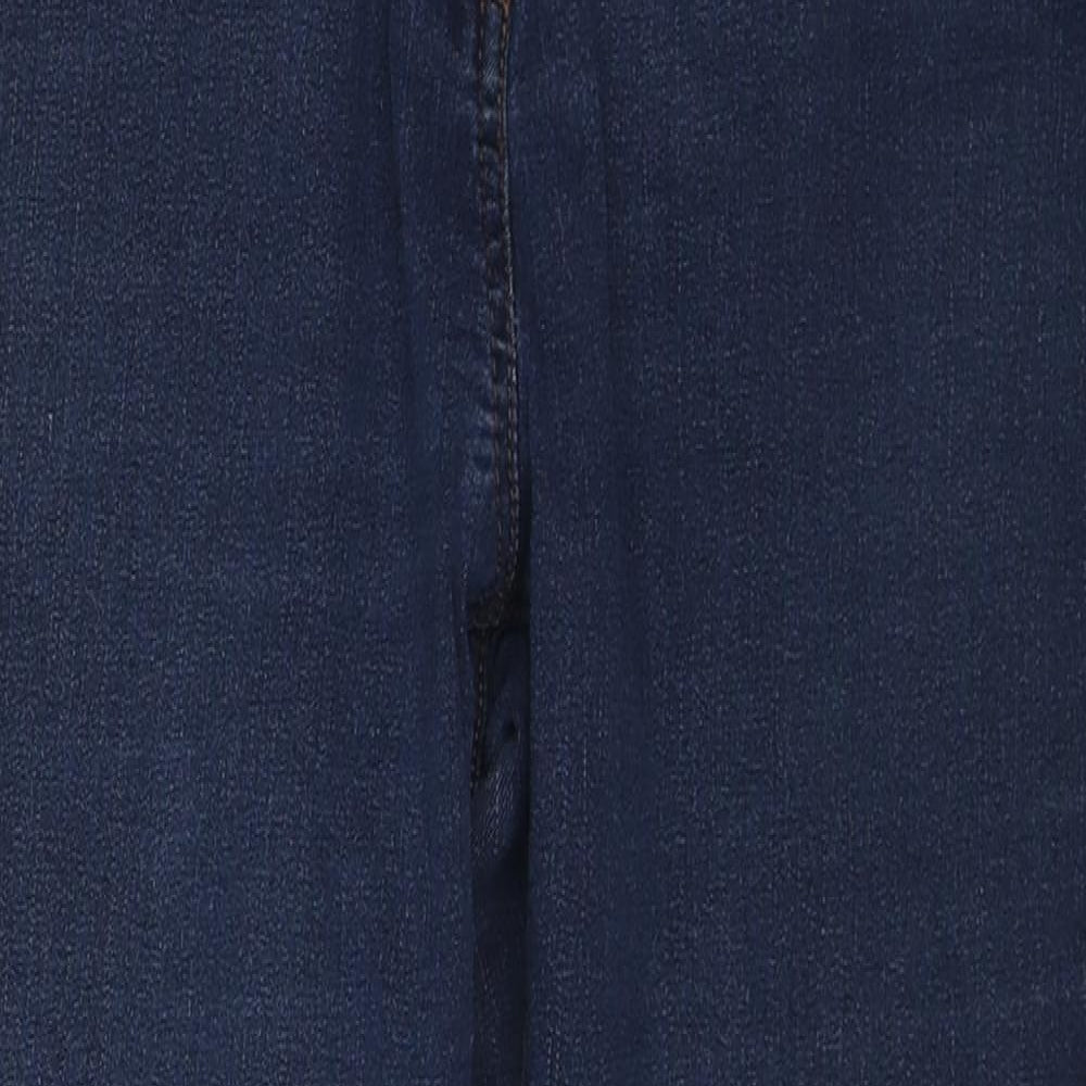 George Womens Blue Cotton Straight Jeans Size 14 Regular Zip