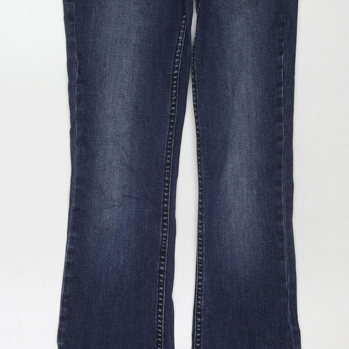 NEXT Womens Blue Cotton Flared Jeans Size 8 L29 in Regular Zip