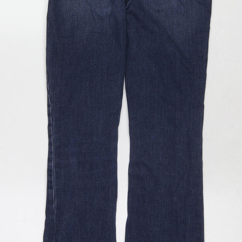 NEXT Womens Blue Cotton Flared Jeans Size 8 L29 in Regular Zip