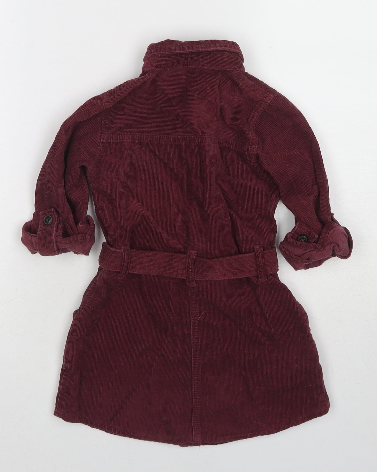NEXT Girls Red Cotton Shirt Dress Size 4 Years Collared Button