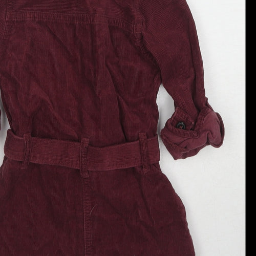 NEXT Girls Red Cotton Shirt Dress Size 4 Years Collared Button