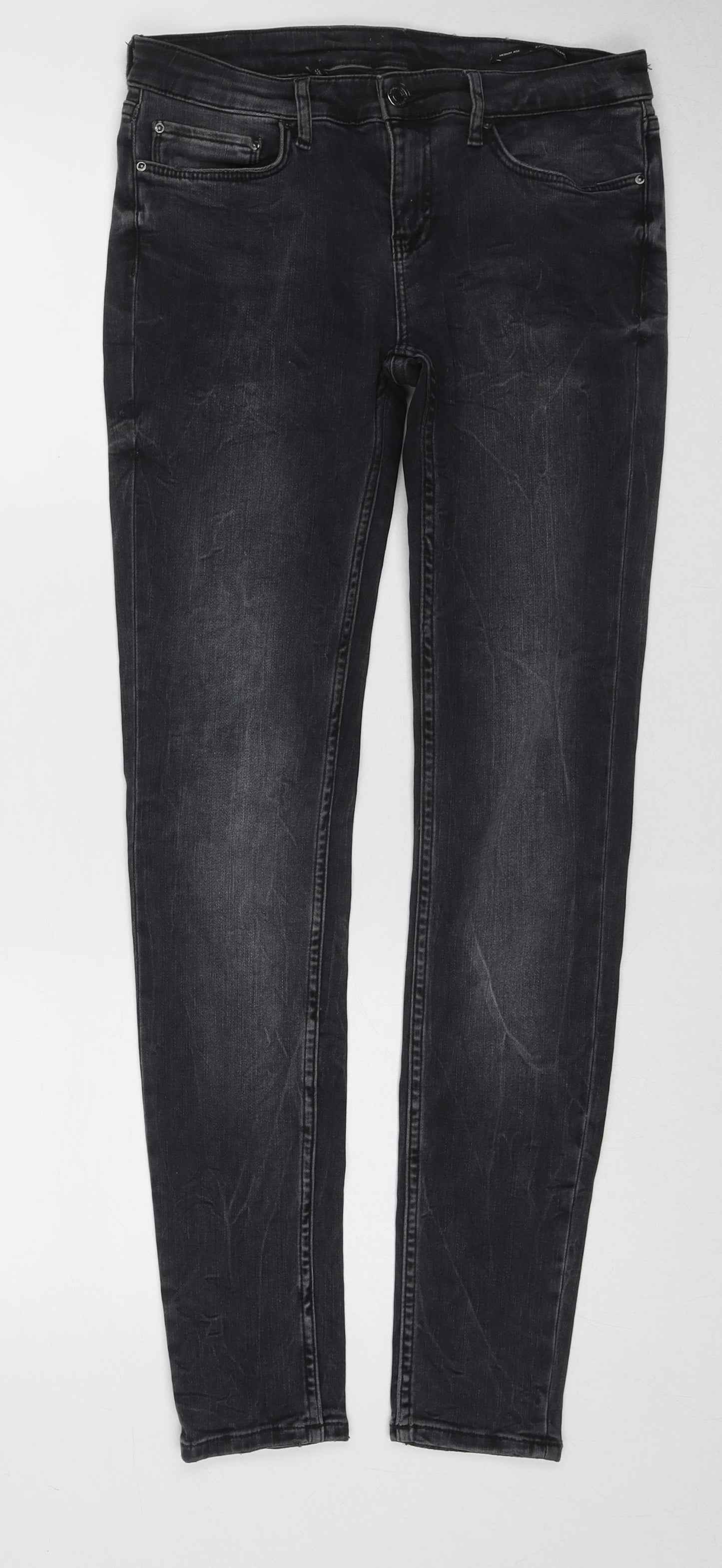 Zara Womens Black Cotton Skinny Jeans Size 10 L30 in Regular Zip