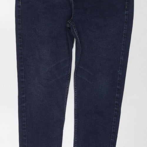Marks and Spencer Womens Blue Cotton Skinny Jeans Size 14 L25 in Regular Zip