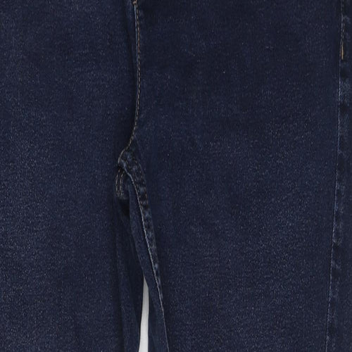 Marks and Spencer Womens Blue Cotton Skinny Jeans Size 14 L25 in Regular Zip