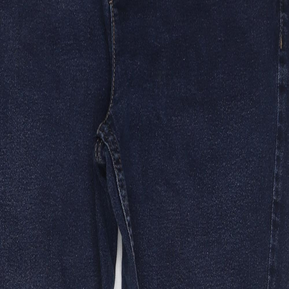 Marks and Spencer Womens Blue Cotton Skinny Jeans Size 14 L25 in Regular Zip