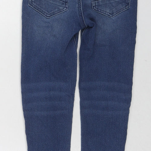 Nutmeg Boys Blue Cotton Skinny Jeans Size 5-6 Years Regular Drawstring - Dinosaur