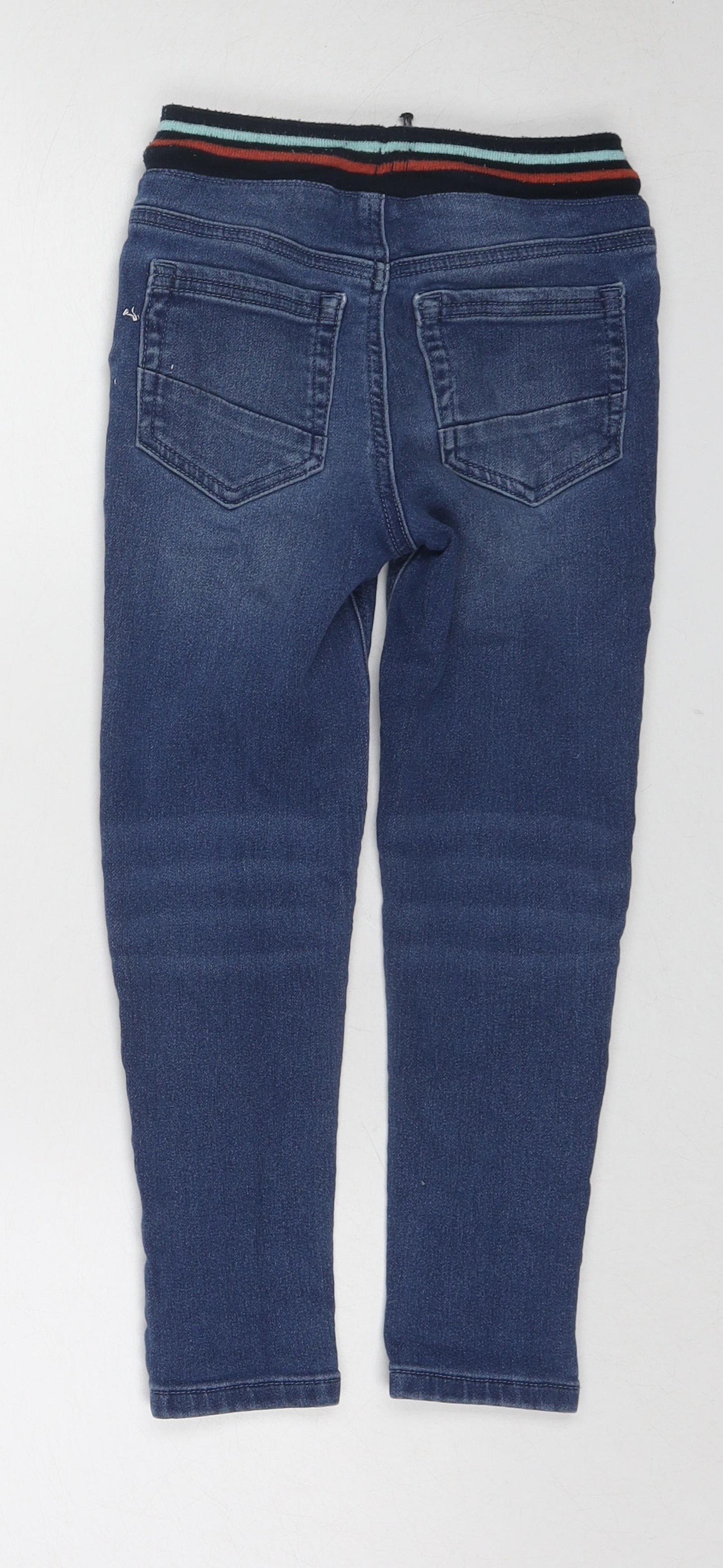 Nutmeg Boys Blue Cotton Skinny Jeans Size 5-6 Years Regular Drawstring - Dinosaur