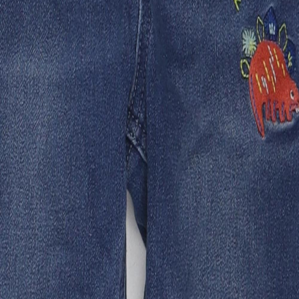 Nutmeg Boys Blue Cotton Skinny Jeans Size 5-6 Years Regular Drawstring - Dinosaur