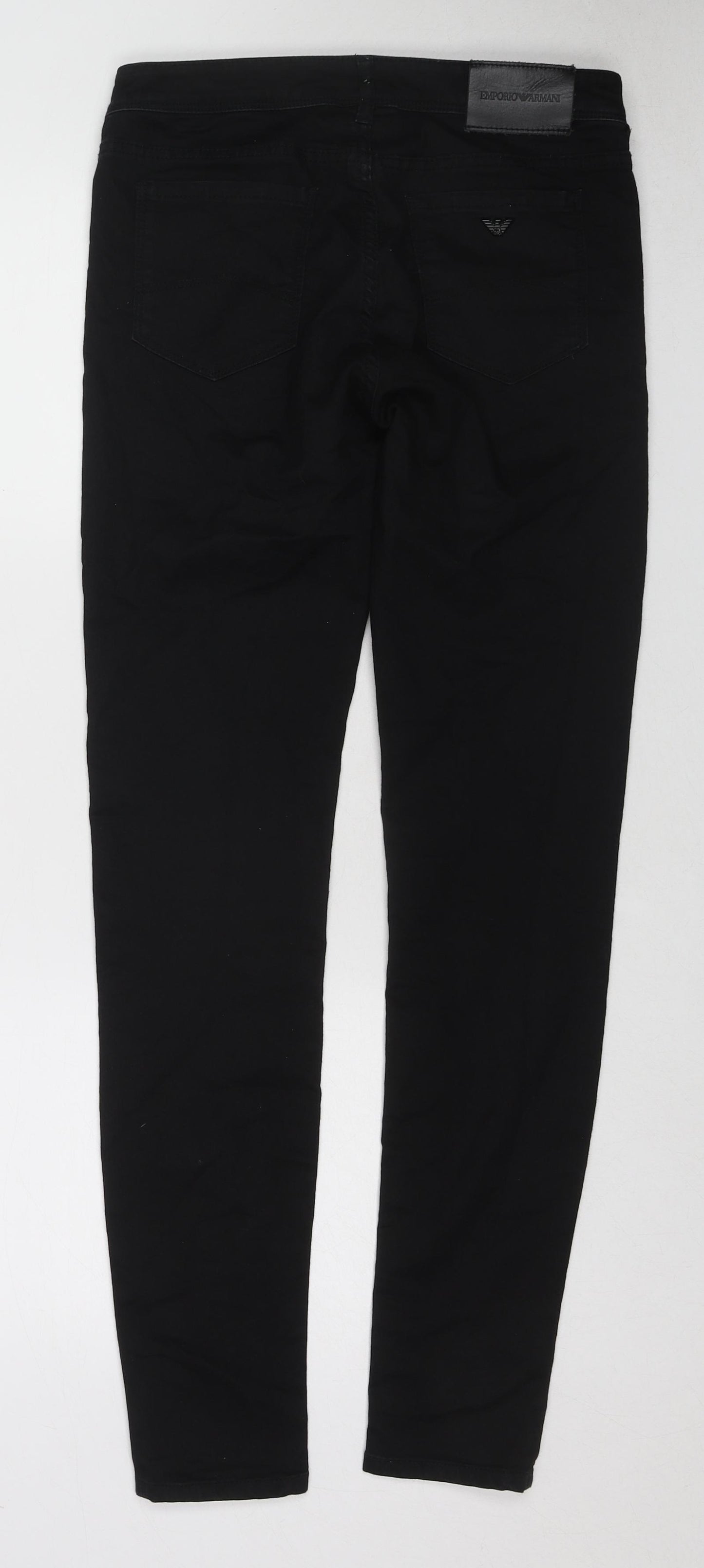Emporio Armani Mens Black Cotton Skinny Jeans Size 28 in L30 in Regular Zip