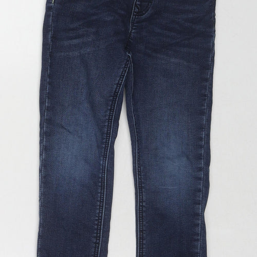 Marks and Spencer Boys Blue Cotton Straight Jeans Size 3-4 Years Regular Drawstring