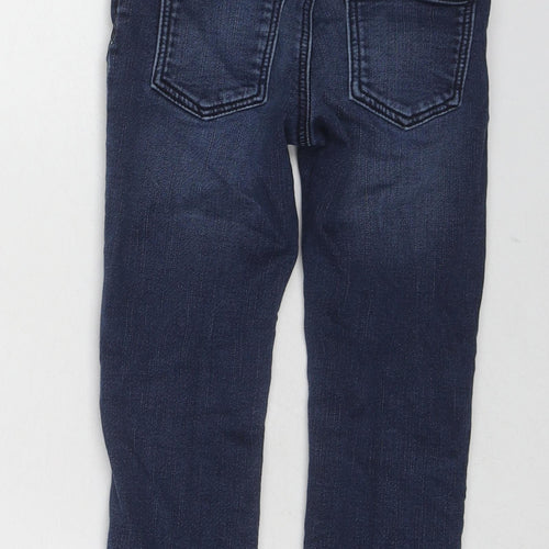 Marks and Spencer Boys Blue Cotton Straight Jeans Size 3-4 Years Regular Drawstring