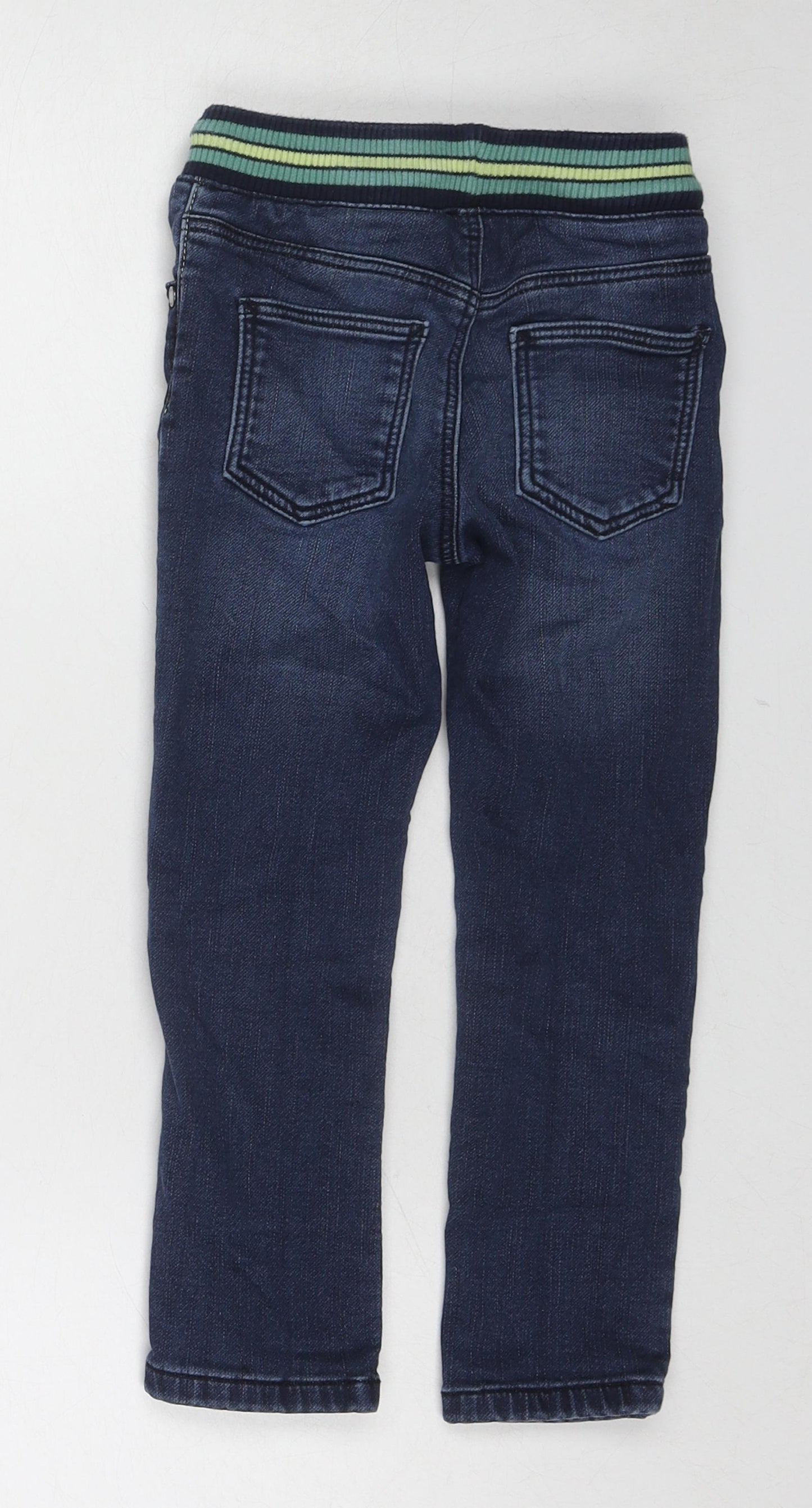 Marks and Spencer Boys Blue Cotton Straight Jeans Size 3-4 Years Regular Drawstring