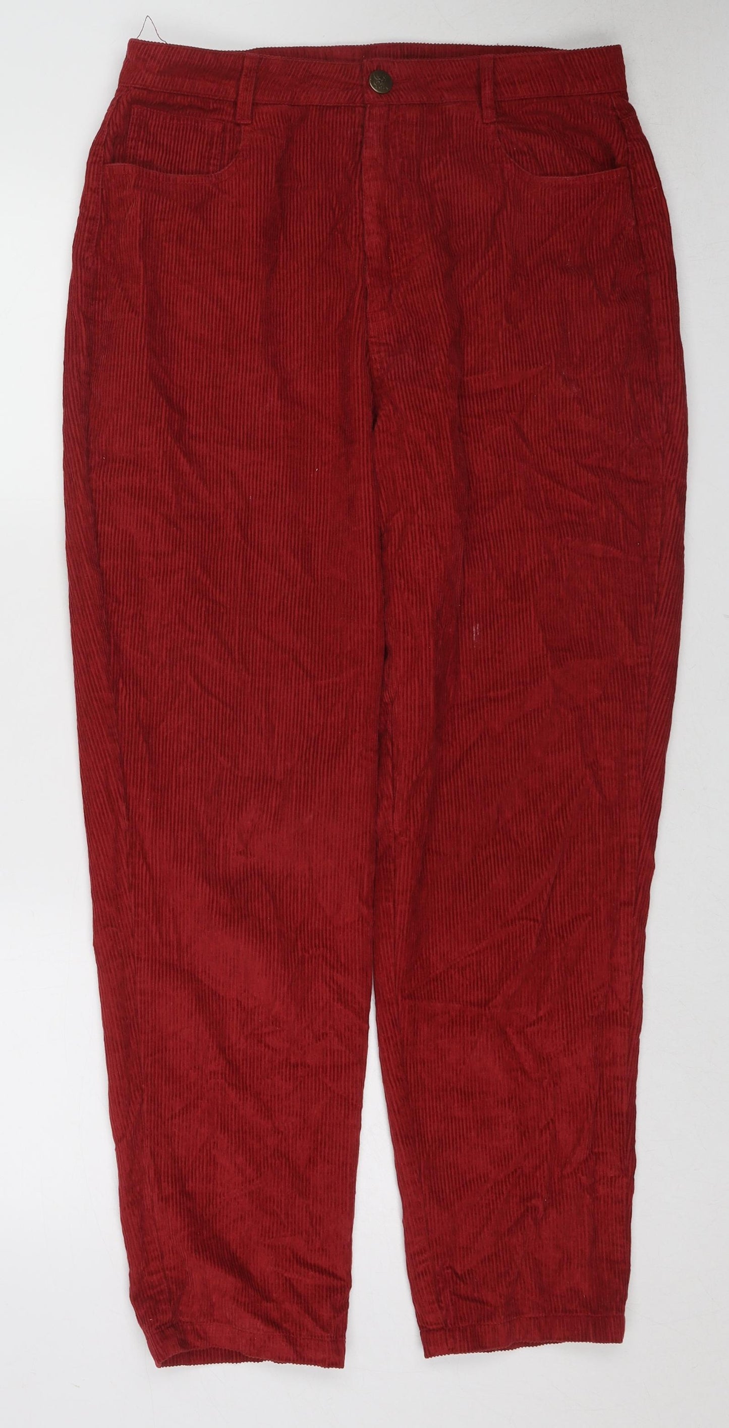 Lucy & Yak Womens Red Cotton Trousers Size 30 in L30 in Regular Zip