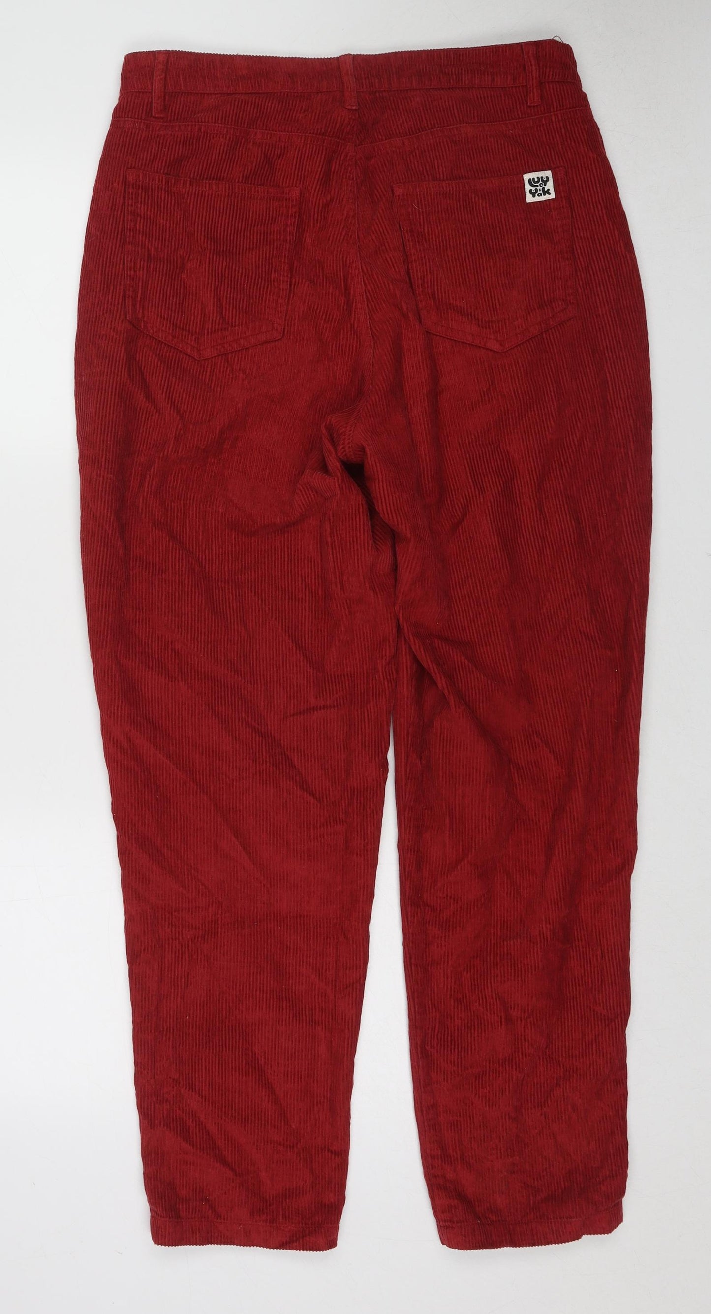 Lucy & Yak Womens Red Cotton Trousers Size 30 in L30 in Regular Zip