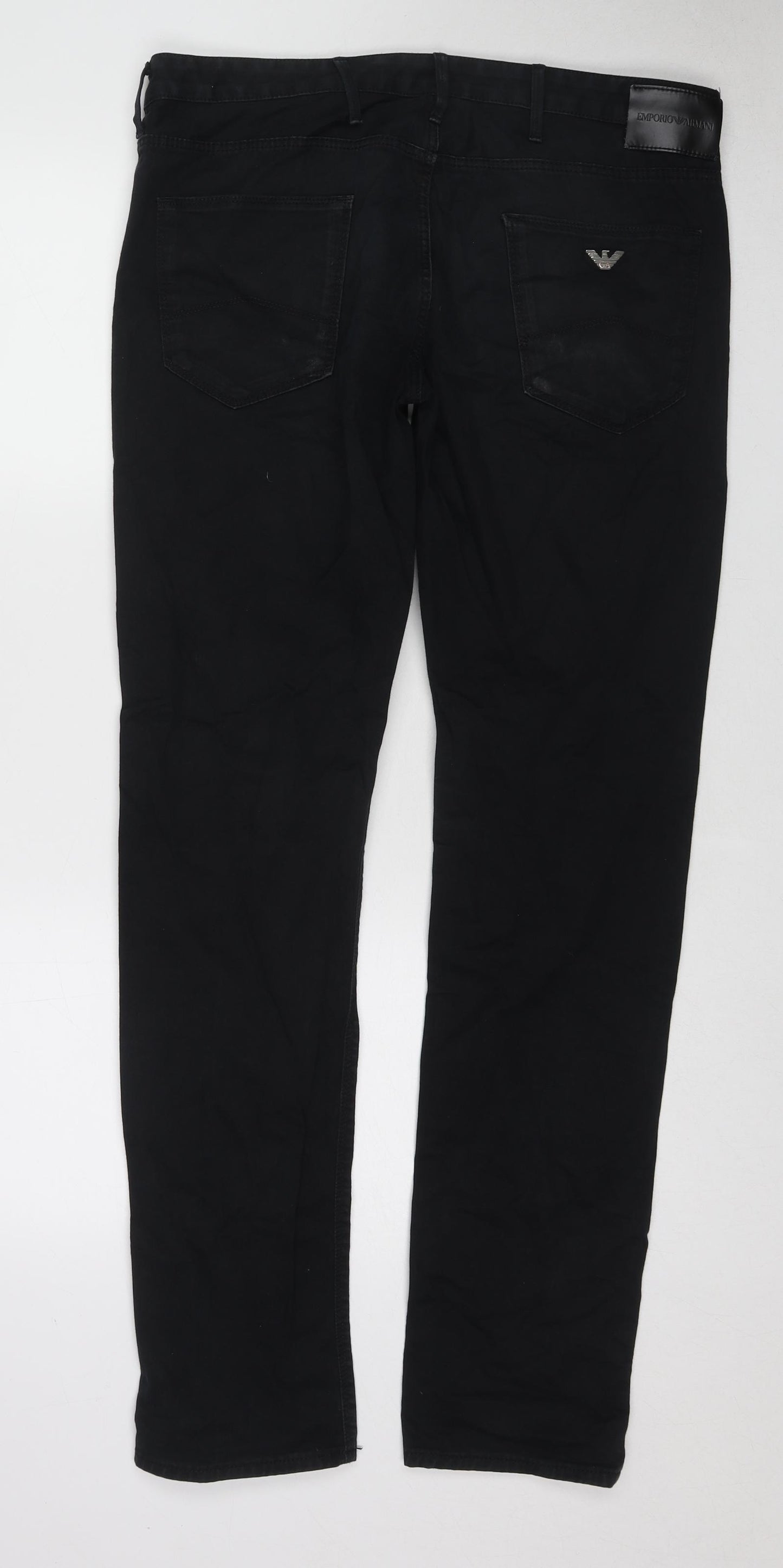 Emporio Armani Mens Black Cotton Skinny Jeans Size 32 in L32 in Regular Zip