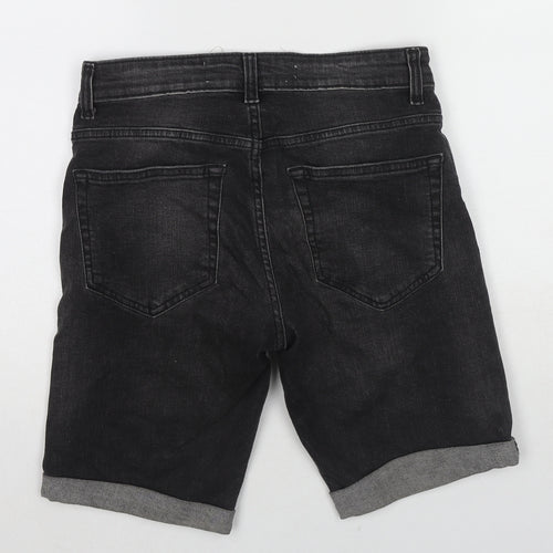 New Look Mens Black Cotton Chino Shorts Size 30 in L9 in Slim Zip
