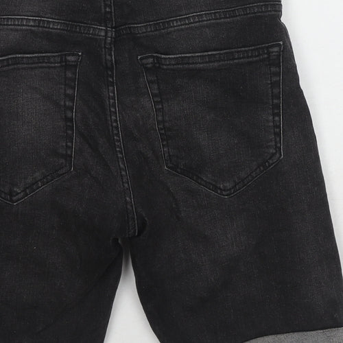 New Look Mens Black Cotton Chino Shorts Size 30 in L9 in Slim Zip