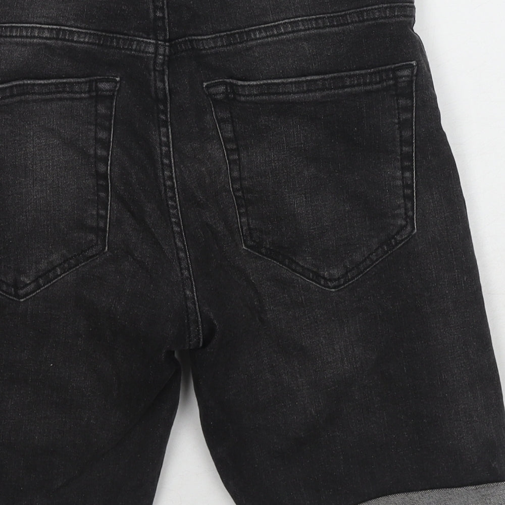 New Look Mens Black Cotton Chino Shorts Size 30 in L9 in Slim Zip