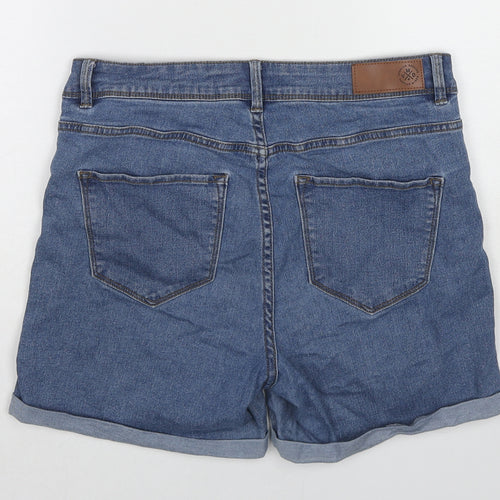 VERO MODA Womens Blue Cotton Basic Shorts Size M L4 in Regular Zip