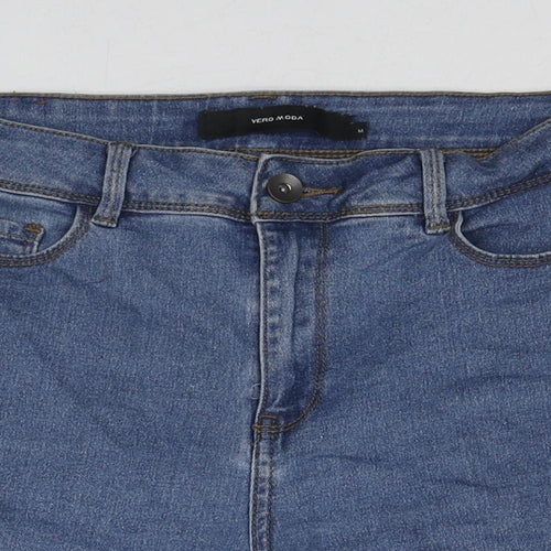 VERO MODA Womens Blue Cotton Basic Shorts Size M L4 in Regular Zip