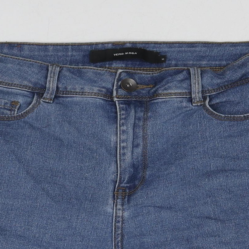 VERO MODA Womens Blue Cotton Basic Shorts Size M L4 in Regular Zip