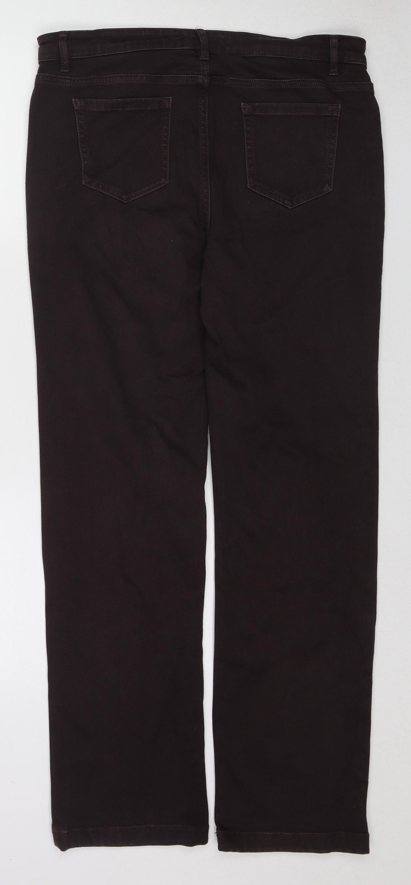 Marks and Spencer Womens Brown Cotton Straight Jeans Size 16 L29 in Regular Zip