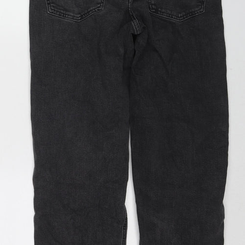 Marks and Spencer Womens Black Cotton Straight Jeans Size 10 L26 in Regular Zip