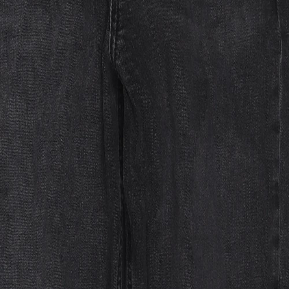 Marks and Spencer Womens Black Cotton Straight Jeans Size 10 L26 in Regular Zip