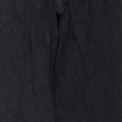 Marks and Spencer Womens Black Cotton Straight Jeans Size 10 L26 in Regular Zip