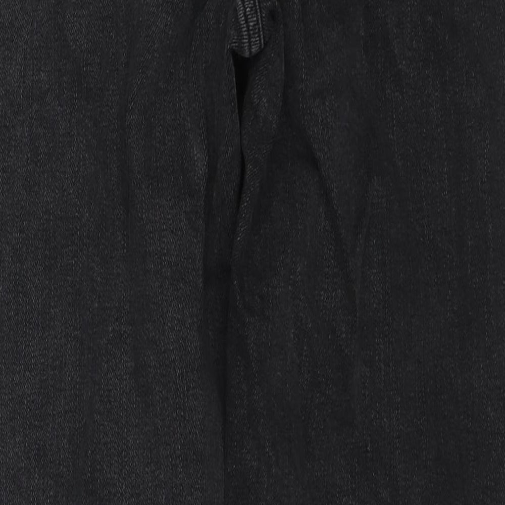 Marks and Spencer Womens Black Cotton Straight Jeans Size 10 L26 in Regular Zip