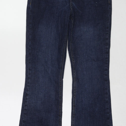 F&F Womens Blue Cotton Bootcut Jeans Size 8 L30 in Regular Zip