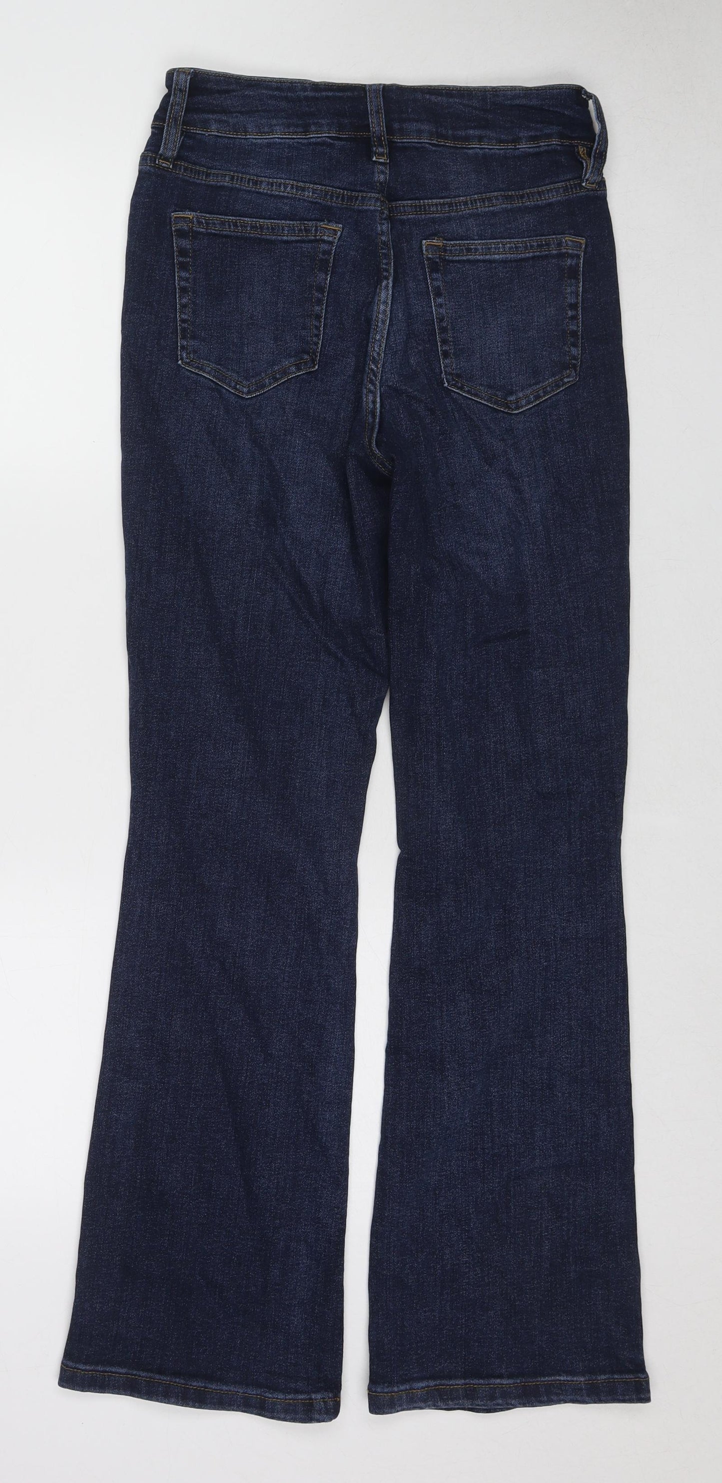 F&F Womens Blue Cotton Bootcut Jeans Size 8 L30 in Regular Zip