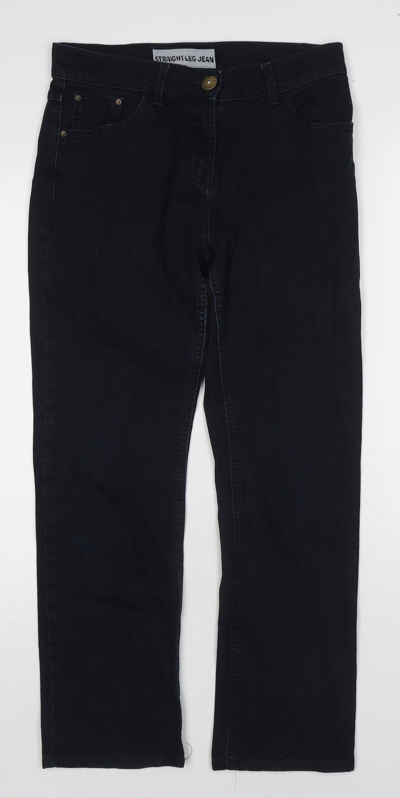 1884 Womens Blue Cotton Straight Jeans Size 16 L26 in Regular Zip