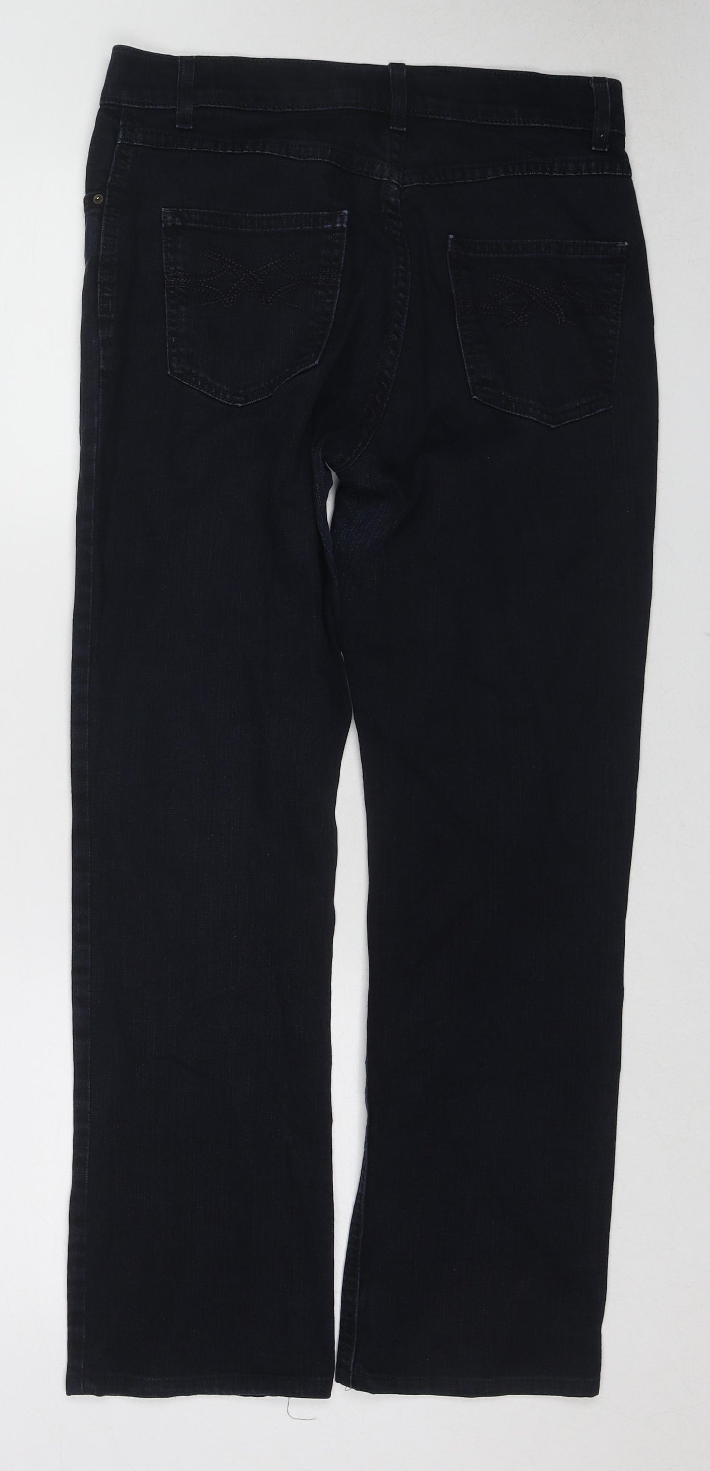 1884 Womens Blue Cotton Straight Jeans Size 16 L26 in Regular Zip