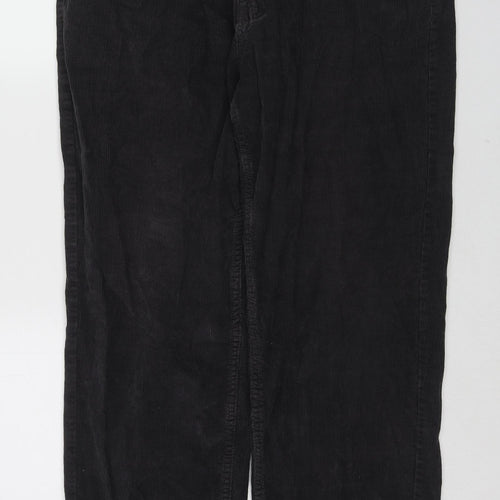 Avenue Mens Black Cotton Trousers Size 38 in L30 in Regular Zip