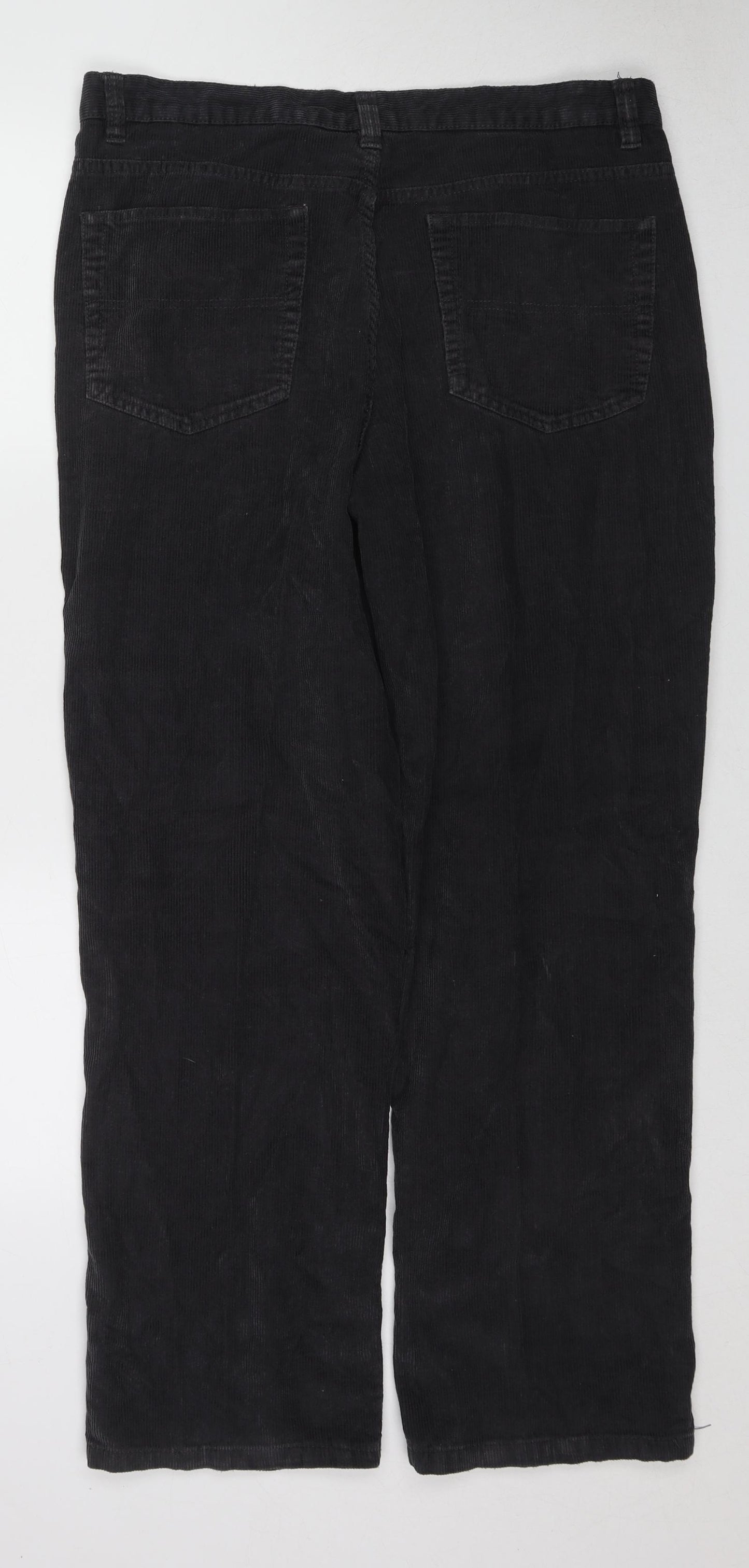 Avenue Mens Black Cotton Trousers Size 38 in L30 in Regular Zip