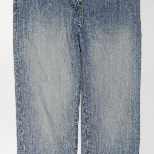Crop Womens Blue Cotton Cropped Jeans Size 14 L21 in Regular Zip