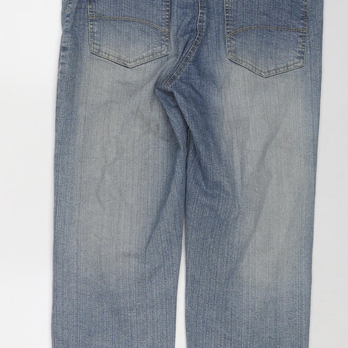 Crop Womens Blue Cotton Cropped Jeans Size 14 L21 in Regular Zip