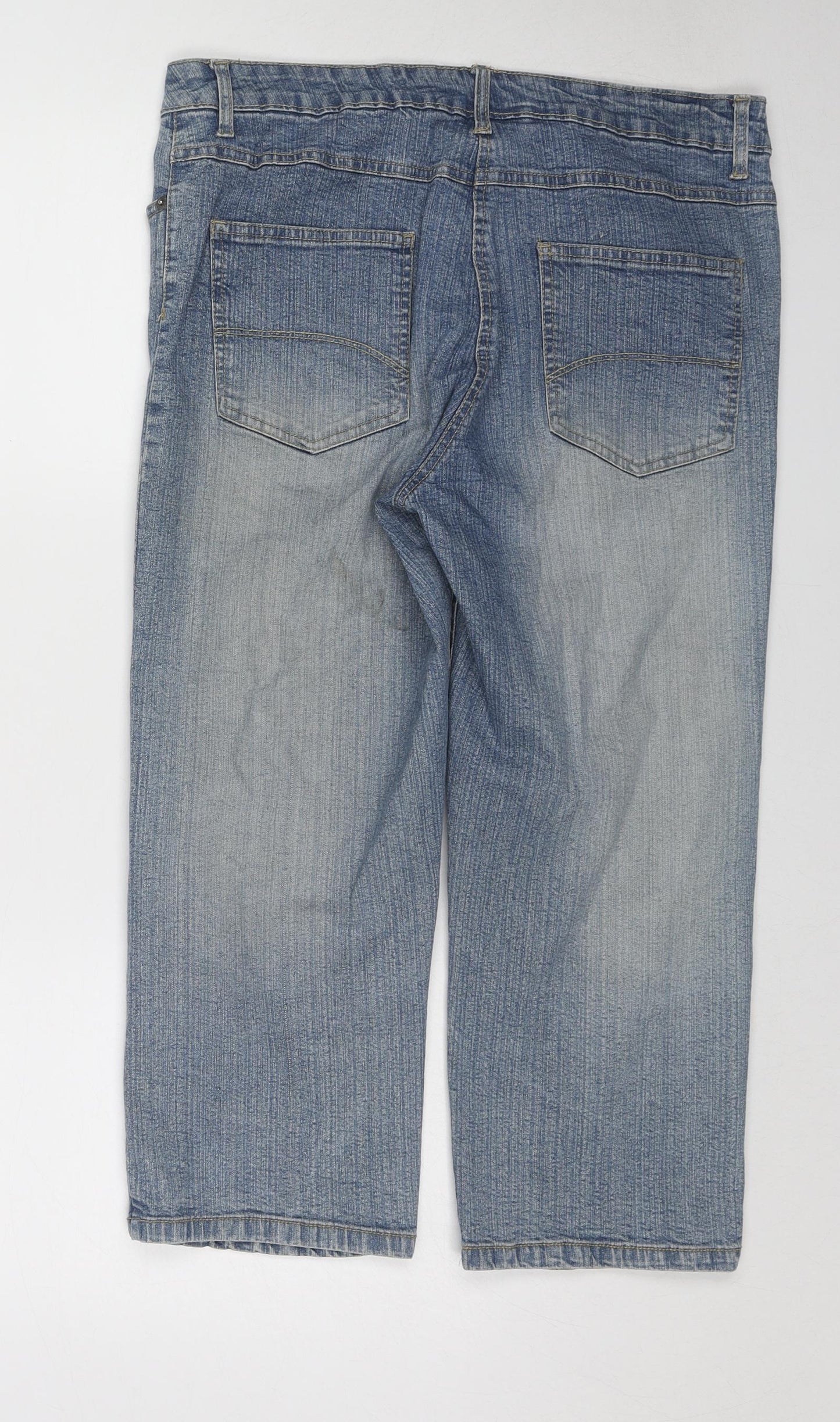 Crop Womens Blue Cotton Cropped Jeans Size 14 L21 in Regular Zip