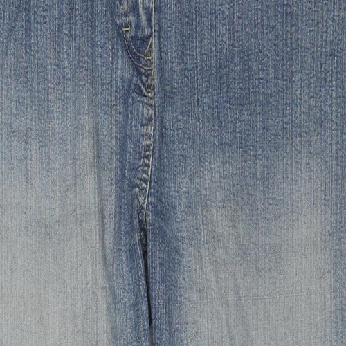 Crop Womens Blue Cotton Cropped Jeans Size 14 L21 in Regular Zip