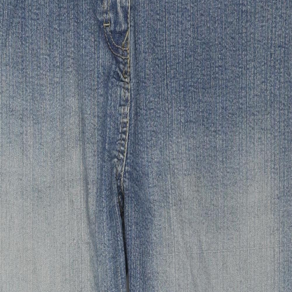 Crop Womens Blue Cotton Cropped Jeans Size 14 L21 in Regular Zip