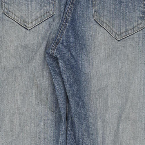 Crop Womens Blue Cotton Cropped Jeans Size 14 L21 in Regular Zip