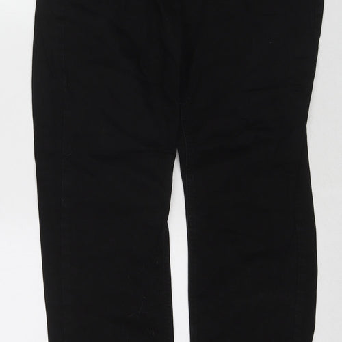 Marks and Spencer Womens Black Cotton Straight Jeans Size 14 L26 in Regular Zip