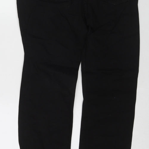 Marks and Spencer Womens Black Cotton Straight Jeans Size 14 L26 in Regular Zip