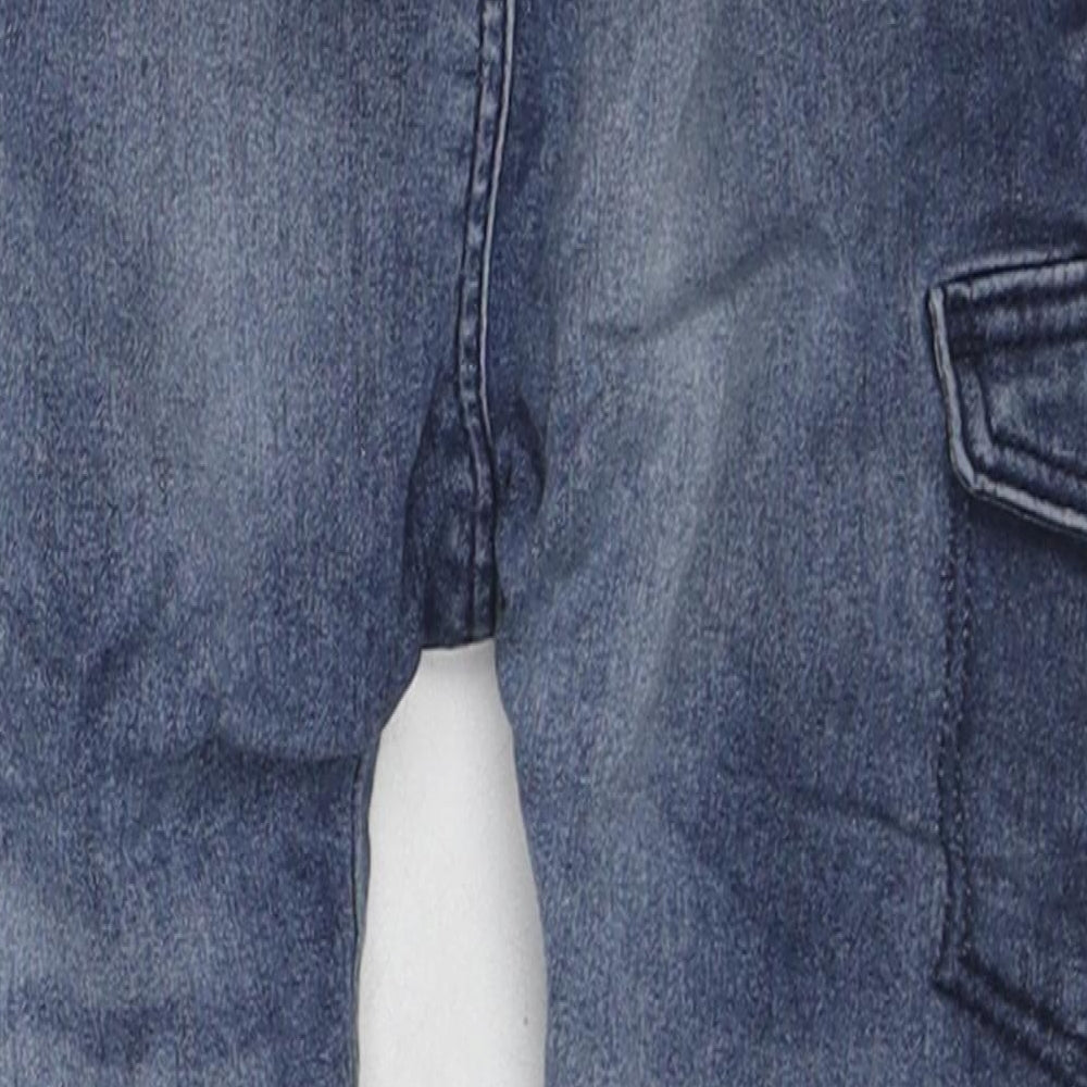 H&M Boys Blue Cotton Cargo Jeans Size 12-18 Months Drawstring
