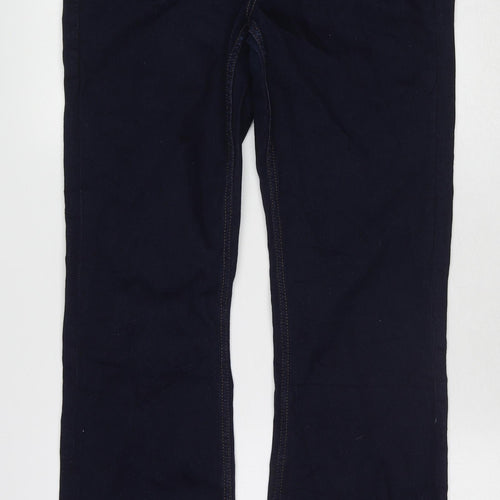 Marks and Spencer Womens Blue Herringbone Cotton Bootcut Jeans Size 14 L32 in Regular Zip